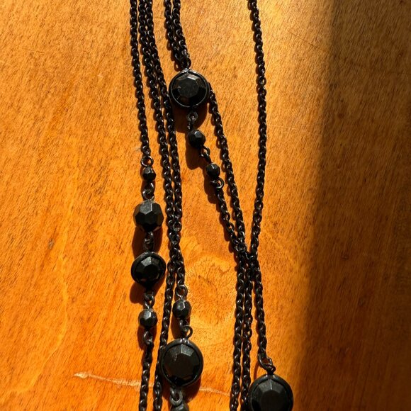 Vintage-style black chain with black faceted beads - Picture 5 of 8
